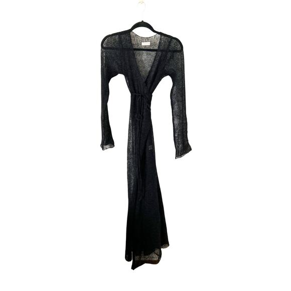 Vintage Y2K Suss Design Black Mohair Maxi Wrap Sweater – Loose Knit Empire Waist - Picture 4 of 6